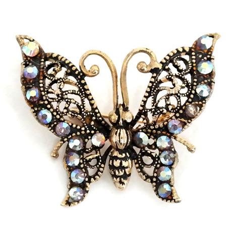 sold price vintage gold tone butterfly shaped brooch with rhinestones april 4 0117 8 00 pm