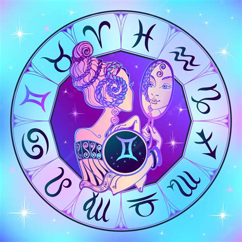 Premium Vector Zodiac Sign Gemini Beautiful Girl Horoscope Astrology