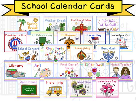 School Days And Holidays Pocket Chart Calendar Cards Instant Etsy