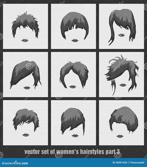 Vector Set Of Women S Hairstyles Stock Vector Illustration Of Glamour Black 44041420