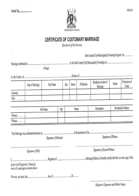 Fill Free Fillable Certificate Of Customary Marriage Edited Pdf Form