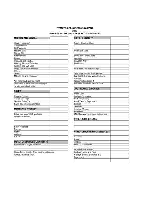 Https://wstravely.com/worksheet/list Of Itemized Deductions Worksheet