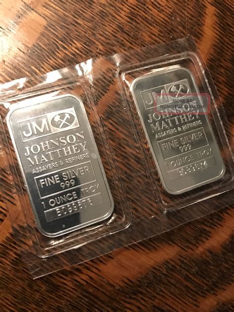 2 Johnson Matthey Silver Bar 1 Oz 999 Silver And Numbered
