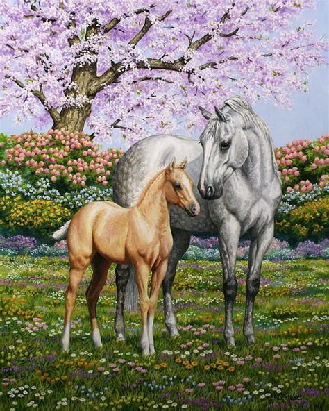 Springs T Mare And Foal By Crista Forest Horse Painting Horses