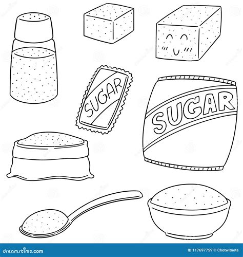 Vector Set Of Sugar Stock Vector Illustration Of Piece 117697759