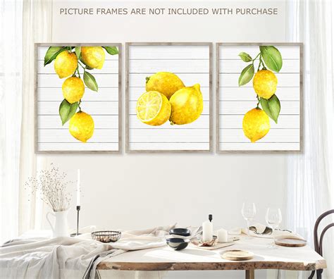 Watercolor Lemon Wall Art Kitchen Lemon Prints Or Canvas Etsy Uk