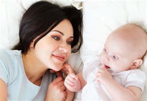 Happy Smiling Mother With Six Month Old Baby Girl Stock Image Image