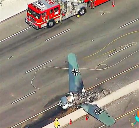 Vintage Plane Erupts In Flames After Crashing Onto Freeway In Southern