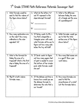 In class 7 social studies (sst) and political life syllabus, there are 9 chapters in total. 7th Grade Math STAAR Reference Sheet Scavenger Hunt by MissMathMatters