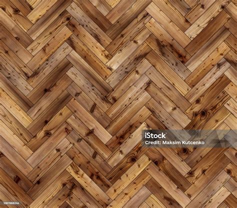 Herringbone Natural Larch Parquet Seamless Floor Texture Stock Photo