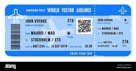 Boarding Pass Vector Illustration Airline Ticket Design With Qr Code Stock Vector Image And Art