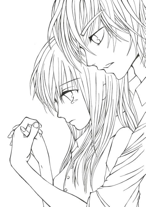 Cute Anime Couples Drawings Crying Sketch Coloring Page