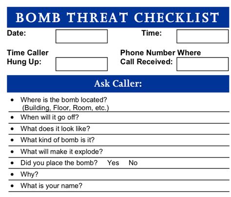 We did not find results for: Bomb Threat - Emergency Management & Continuity