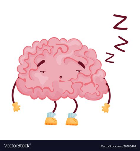 Tired Cartoon Brain On White Royalty Free Vector Image