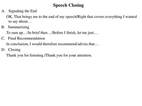 How To End Speech Example