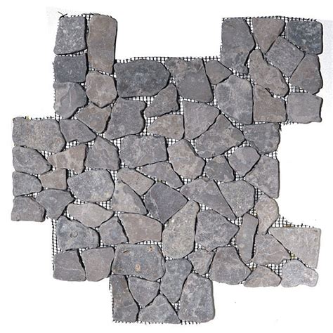 Flat Pebble Stone Mosaic Kuta White Interlocking Flat Cut Stone