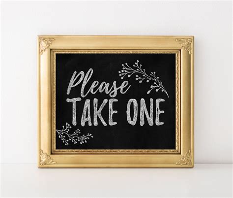 Please Take One Sign Printable Chalkboard Wedding Favor