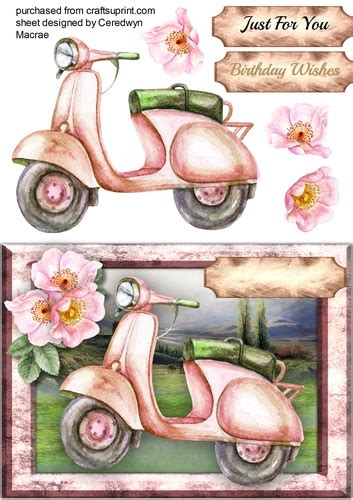 Lovely A5 Moped And Briar Roses Cup7945811398 Craftsuprint