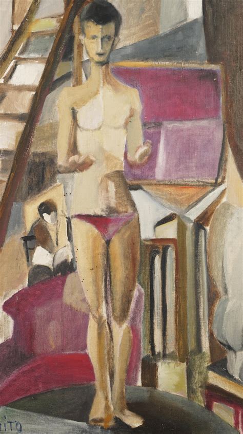 Unknown Vintage American Modernist Male Nude Artist Studio Portrait