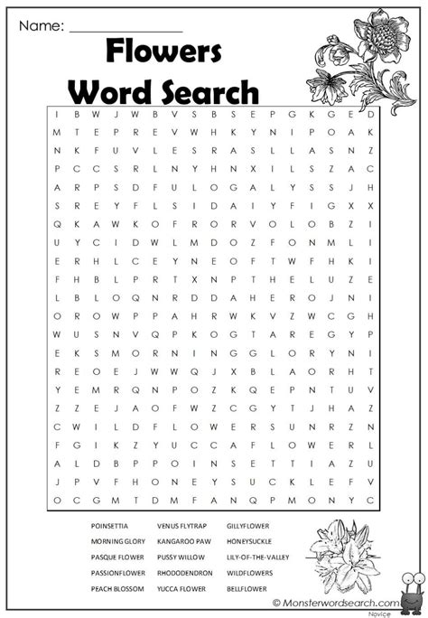 Flowers Word Search Kids Word Search English Vocabulary