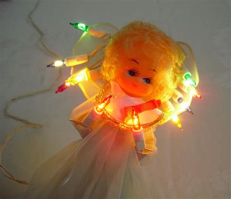 vintage lighted angel christmas tree topper 10 lite indoor etsy christmas angels christmas