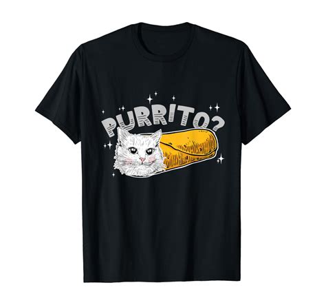 Purrito Burrito Funny White Cat T Shirt Clothing