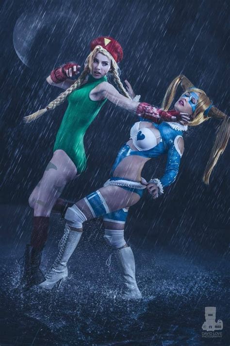 megan coffey and danny cozplay as cammy white and rainbow mika from street fighter street fighter