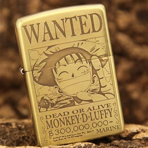 Etching Brass One Piece Wanted Luffy Zippo Lighter Limited Edition