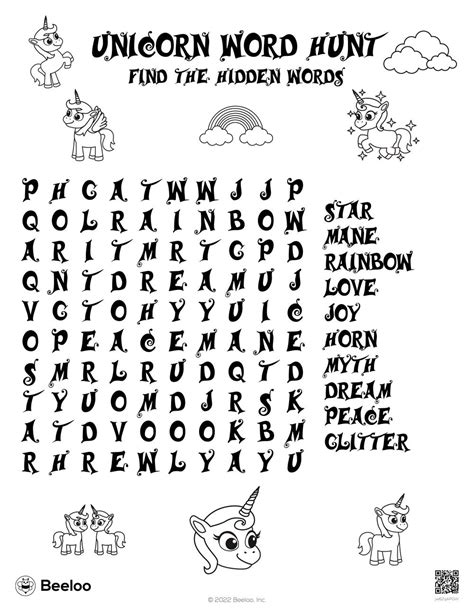 Unicorn Word Hunt • Beeloo Printable Crafts For Kids