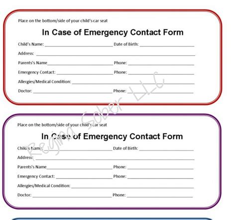 Free Printable Emergency Contact Form For Babysitter Printable Forms