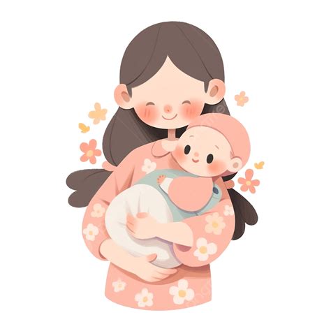 Mothers Day Illustration Mother Holding Baby Art Baby Boy Png