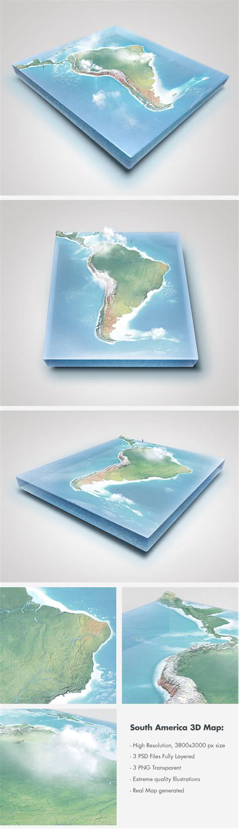 Dribbble Presentation 3d Realistic Photoshop Map World South America