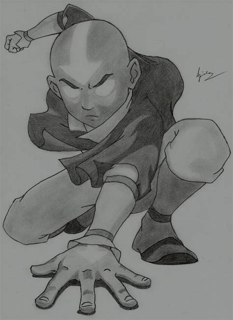 Aang Drawing Pencil Sketch Colorful Realistic Art Images Drawing