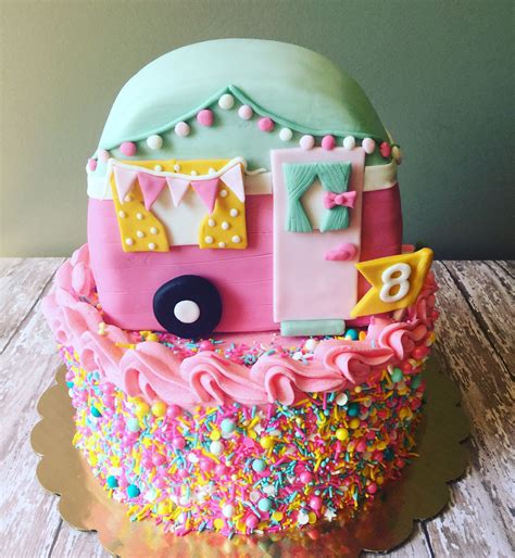 Vintage Camper Birthday Cake Glamping Camping Birthday Party Happy