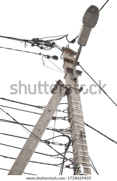Street Lighting Poles Covered Wires Pole Stock Photo 1728669403