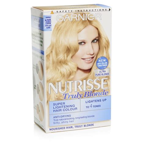 Be aware that it may rub off on clothing. Garnier Nutrisse Camomile Extra Light Blonde 100 Permanent ...