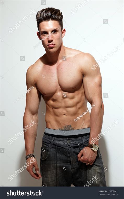 Sexy Portrait Very Muscular Shirtless Male Stock Photo Edit Now