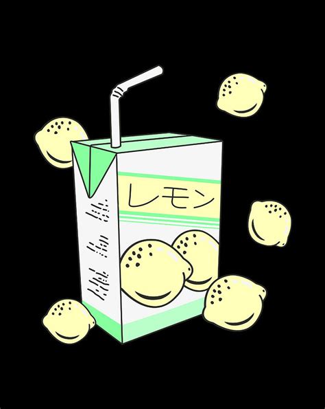 Japanese Lemon Juice Box 90s Aesthetic Pastel Otaku Anime Digital Art