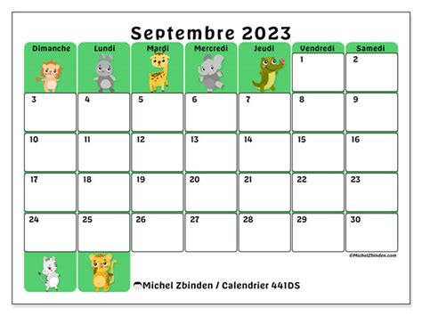 Calendrier Septembre 2023 441ds Michel Zbinden Ca