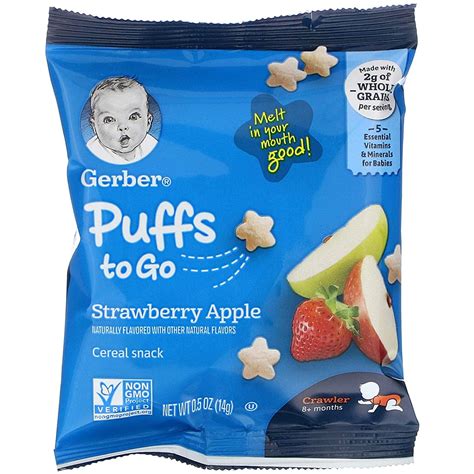 Gerber Puffs To Go 8 Months Strawberry Apple 12 Snack Packs 05 Oz 14