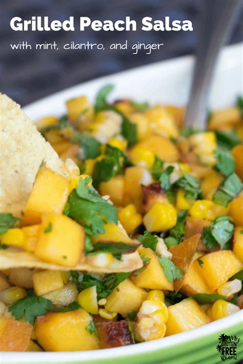 Grilled Peach Salsa With Cilantro Mint And Ginger