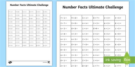 Ks1 Ultimate Number Facts 5 To 9 Challenge Worksheet Worksheet