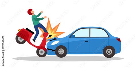 car crash motorbike accident on the road in flat design stock vector adobe stock