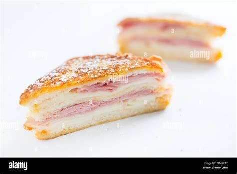 Sandwich Monte Cristo Raspberry Front View Stock Photo Alamy