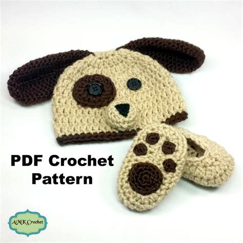 Pattern Crochet Newborn Puppy Hat And Matching Paw Print Etsy In 2020