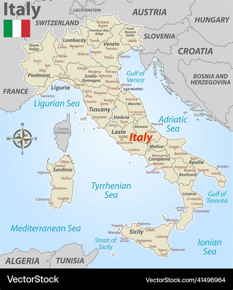 Map Of Italy With Cities Royalty Free Vector Image