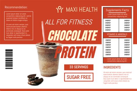 Chocolate Protein Powder Label Label Template