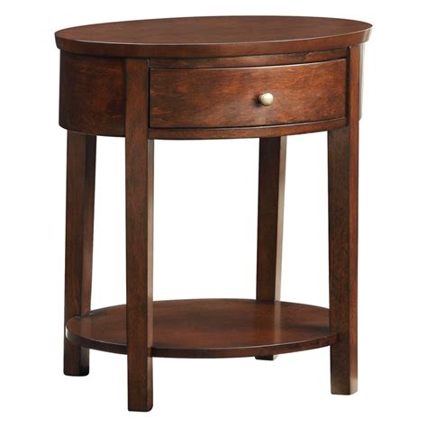Lucas Living Room Oval Accent End Table With Lower Shelf And Single Drawer Espresso Walmart Com