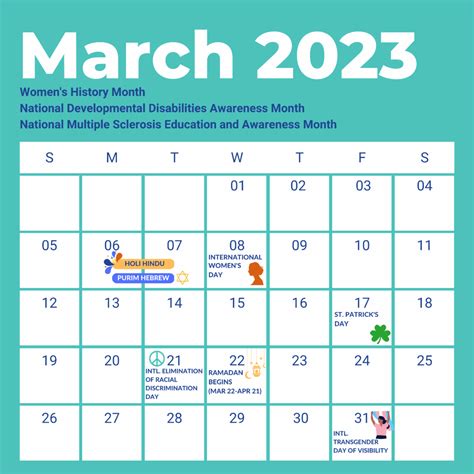 Diversity And Inclusion Calendar March 2023