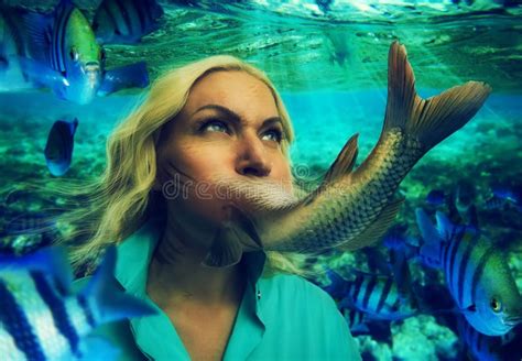 Woman Eating Fish Stock Photo Image Of Prepare Hold 63633314